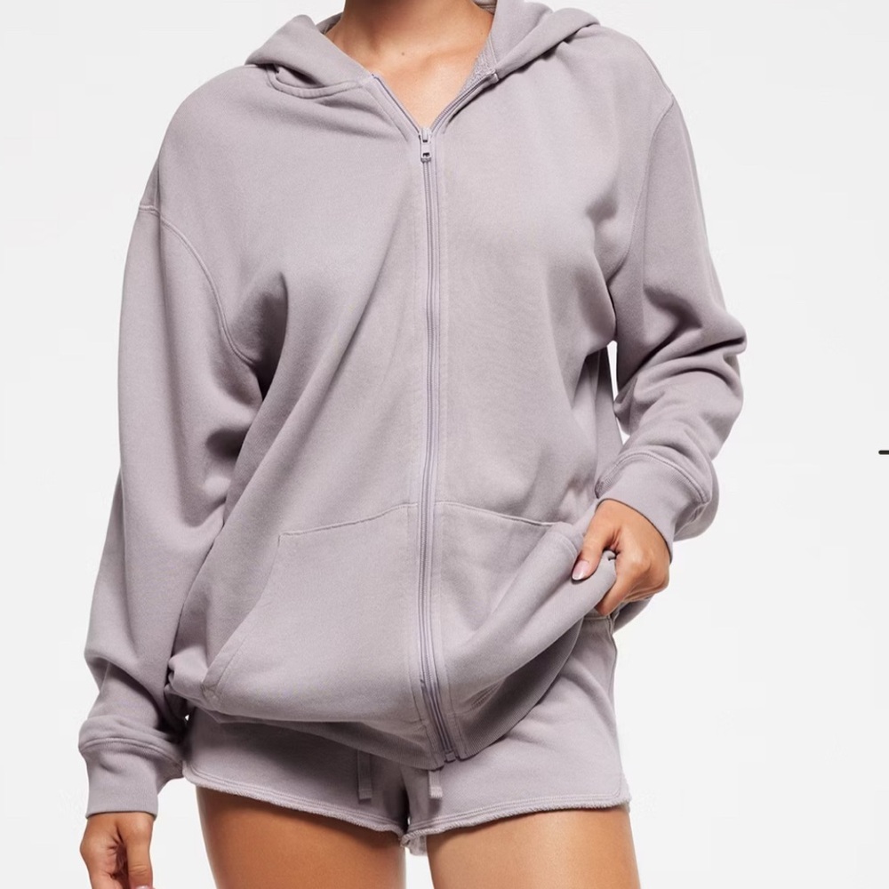 SKIMS oversized zip up (M) in French Terry, Oyster NWT